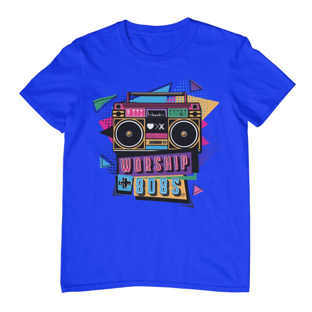 Worship + 808s® Retro short sleeve t-shirt (royal blue)