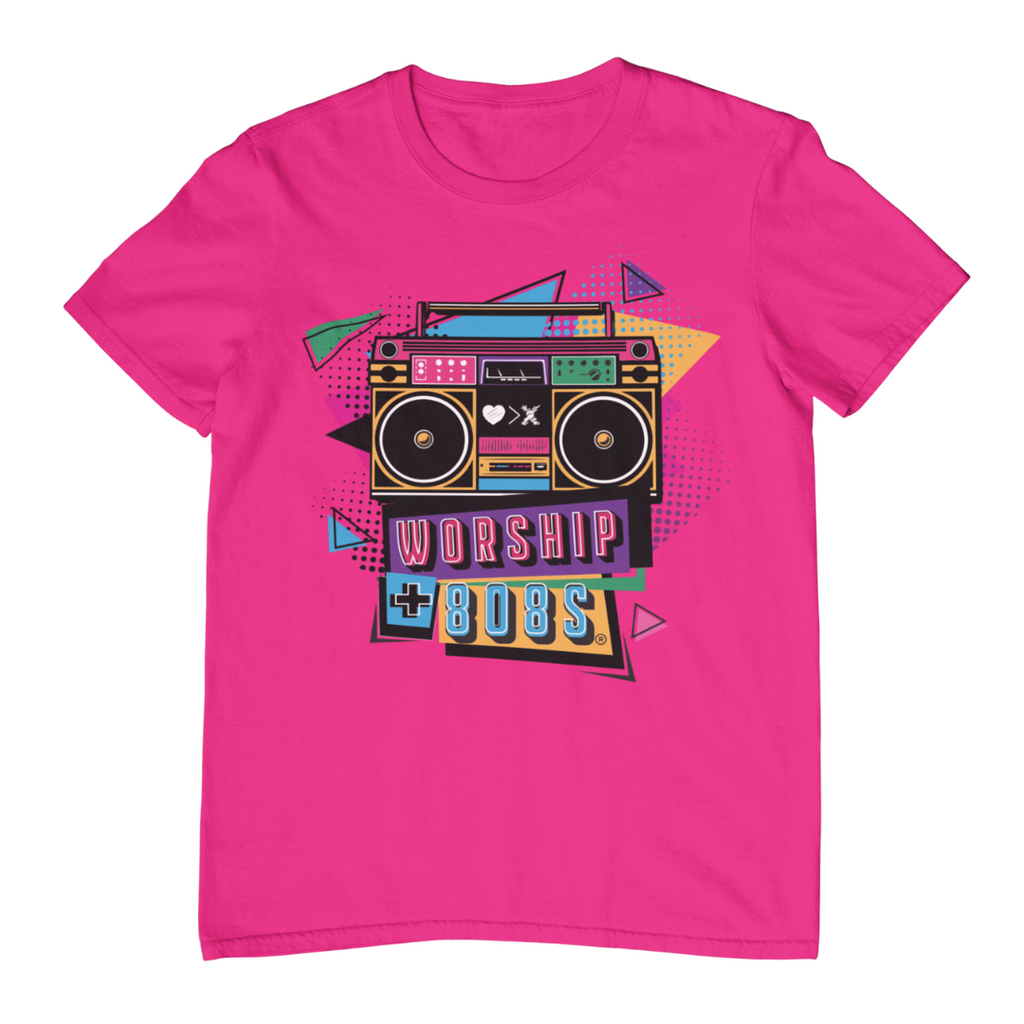 Worship + 808s® Retro short sleeve t-shirt (vibrant pink)