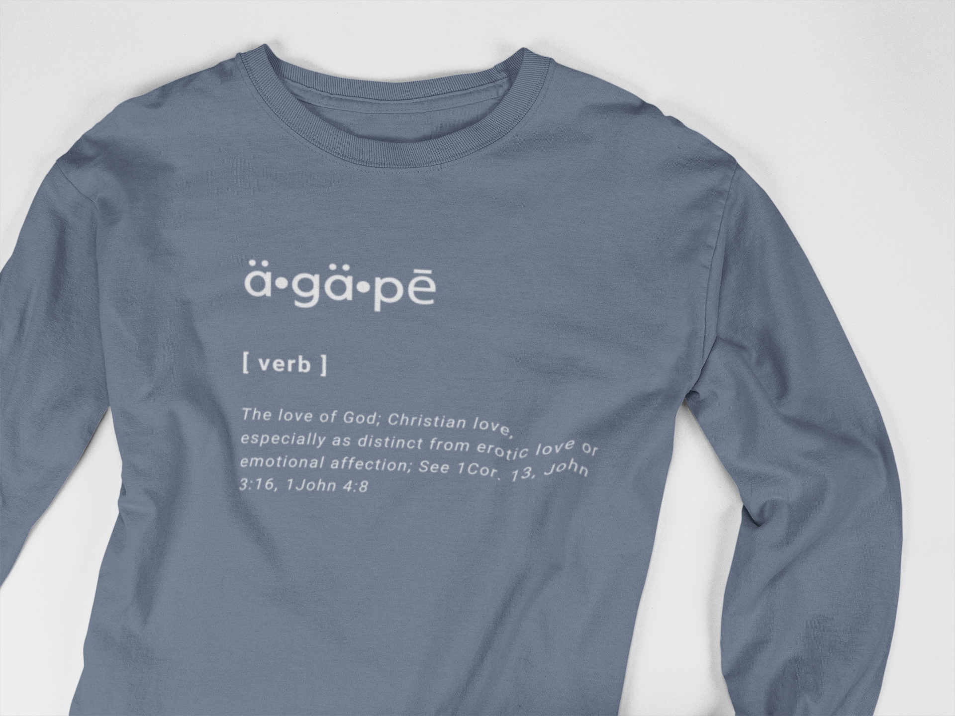 AGAPE Defined long sleeve tee blue/white (loose fit)