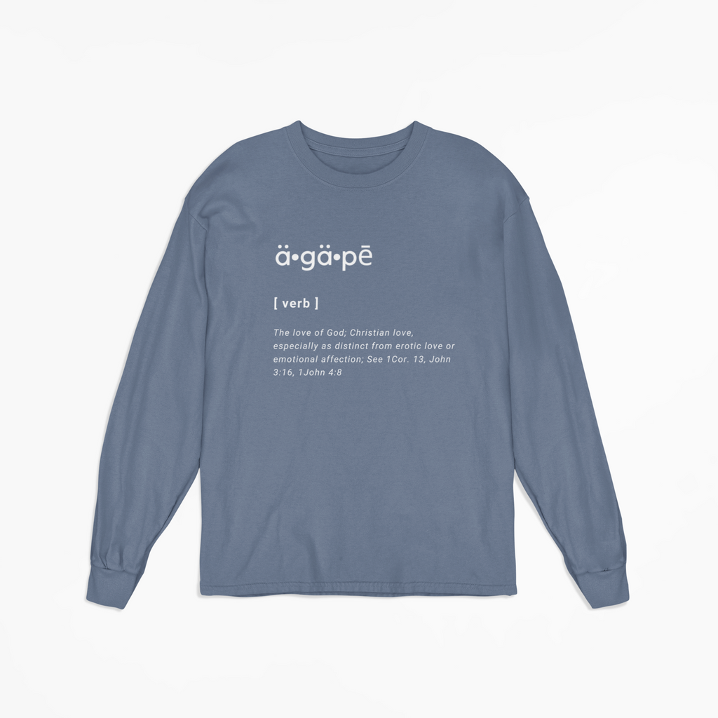 AGAPE Defined long sleeve tee blue/white (loose fit)