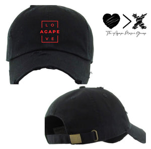 AGAPE Love Vintage Distressed Hat (black/red)