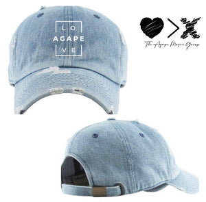 AGAPE Love Vintage Distressed Hat (light denim)